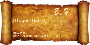 Blayer Harri névjegykártya